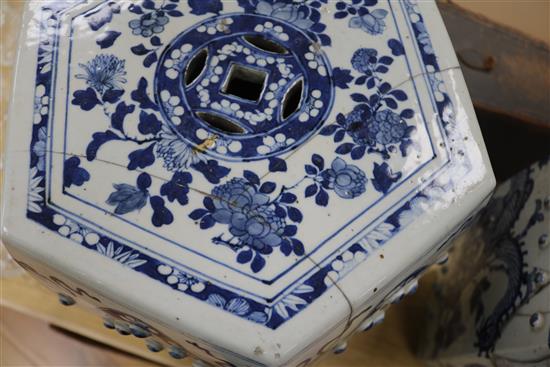 Pair of Chinese blue and white garden seats- a.f